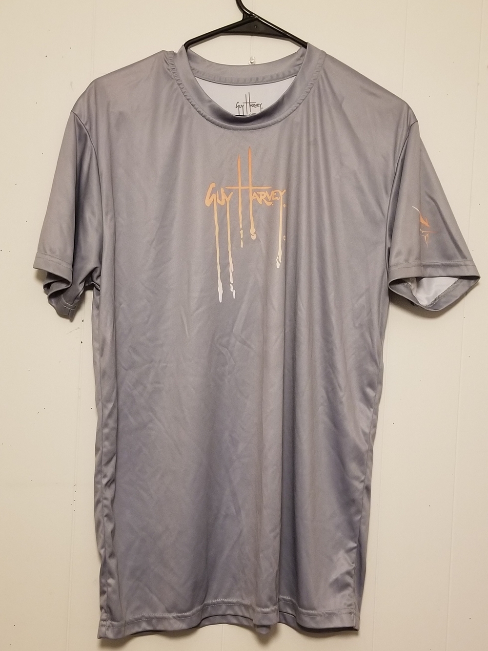 Guy Harvey Short Sleeve Performance Athletic Workout Shirt Gray Mens Size Medium